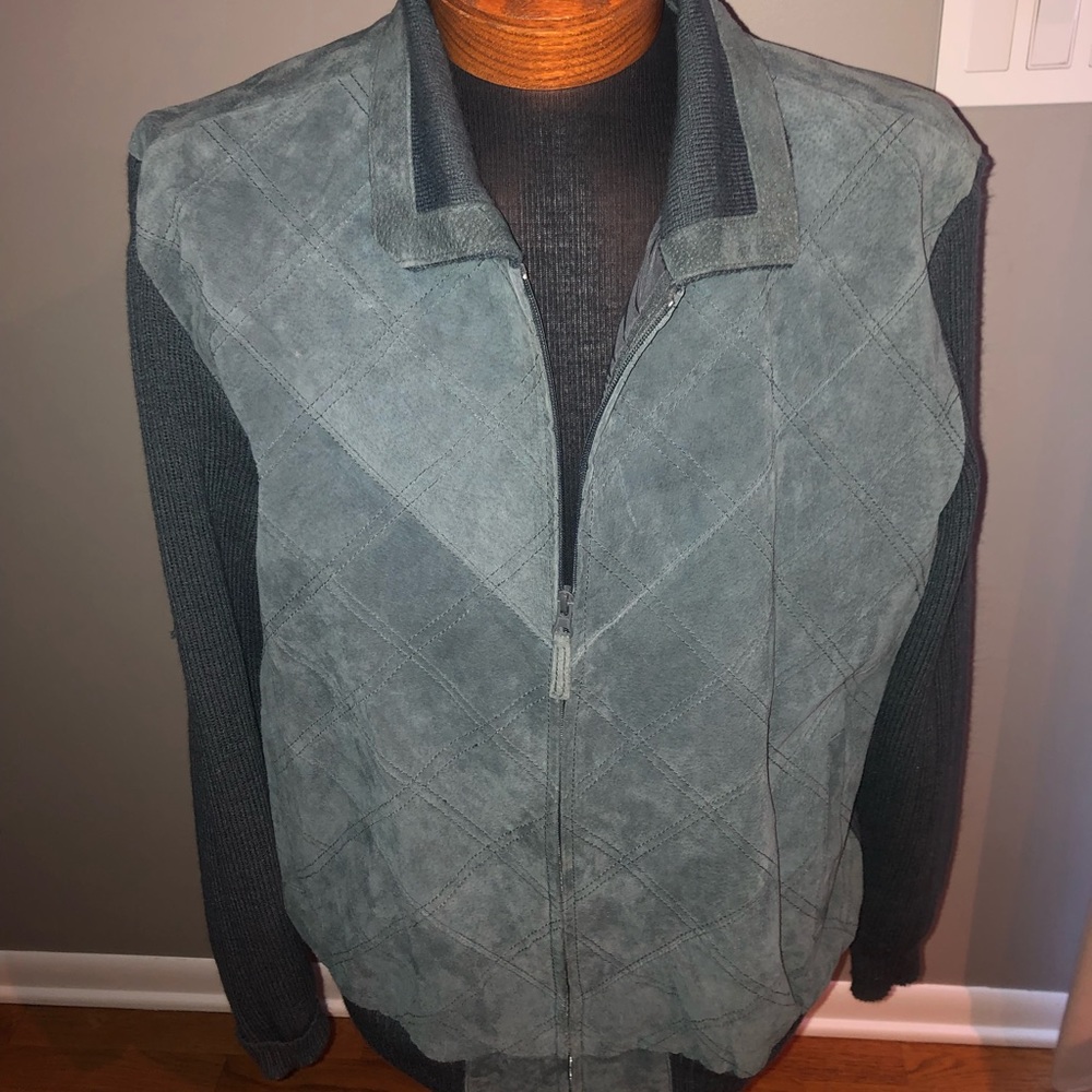 Gray windbreaker brand leather jacket size xxl